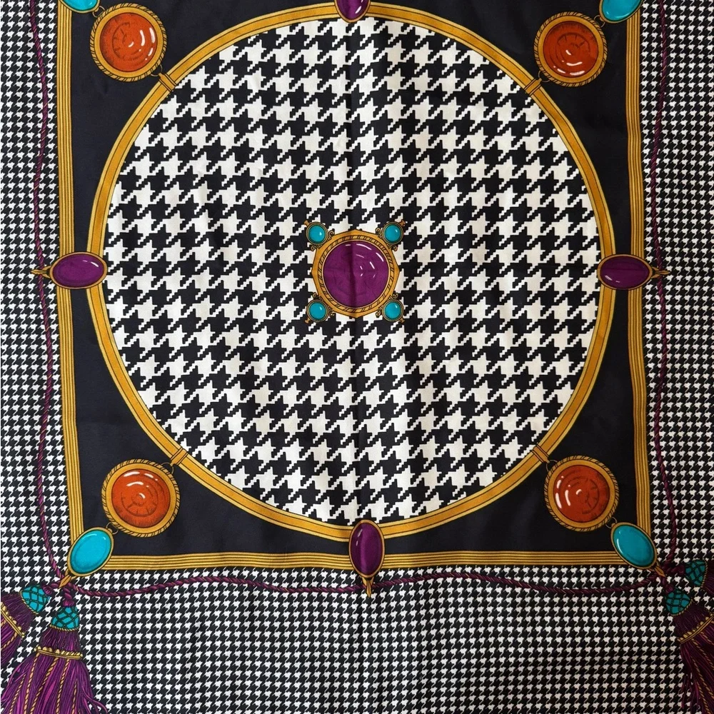Vtg Dior 100% Handmade Silk Scarf 34”Square, striking Colors and Unique Patterns